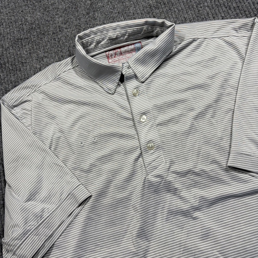 Chick-fil-A Mens Shirt XL Team Member Polo Gray White Striped Hydro-fit